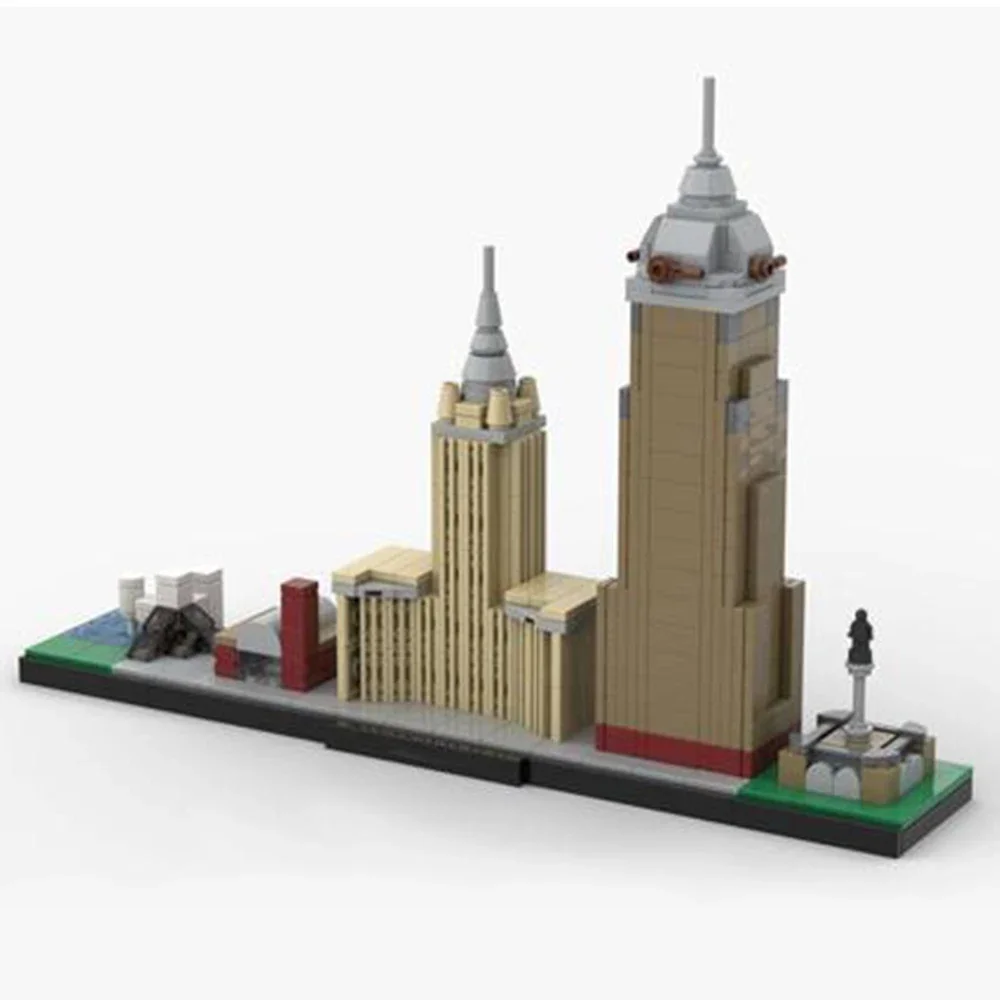 Gobricks MOC- 127113   Cleveland Skyline-Juego de bloques de construcción para niños, arquitectura con vista a la calle junto al lago, juguetes educativos de ladrillos, regalo