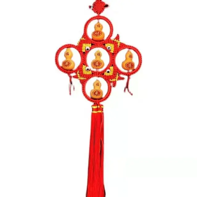 Natural five blessings gourd pendant feng shui decoration living room entrance porch to attract wealth and safety pendant