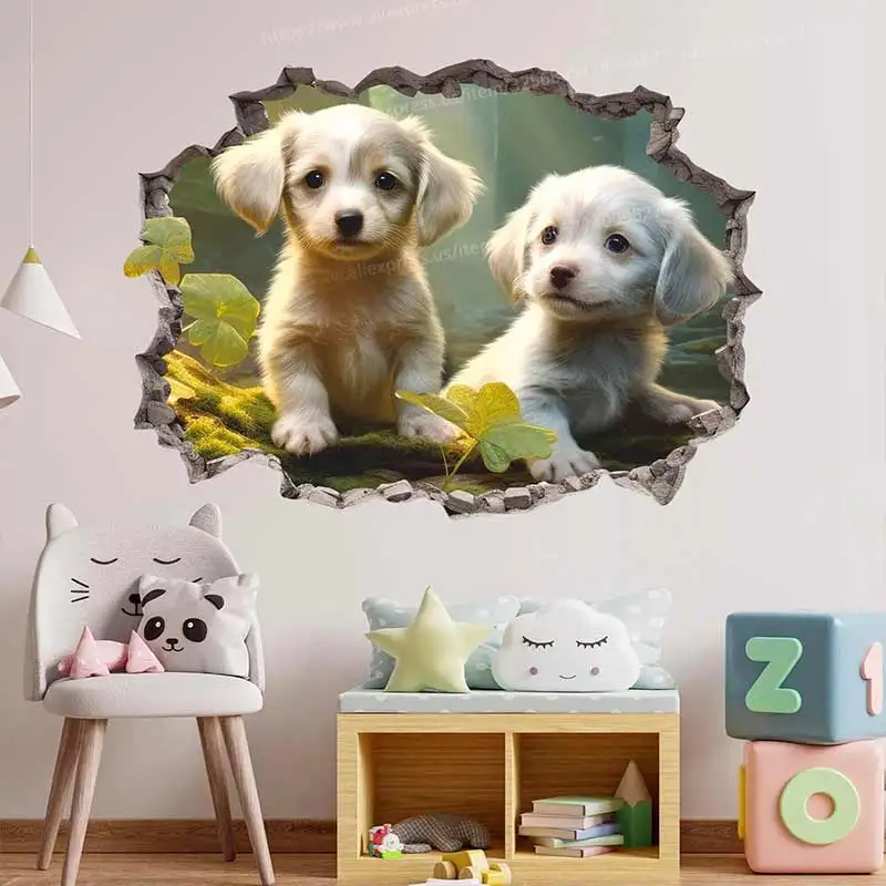 Dogs Wall Sticker, Puppy Wall Decal, Waterproof Stickers, Wall Tattoo, Pet, Animals, Nature, Decor, Wall Art Decals S988
