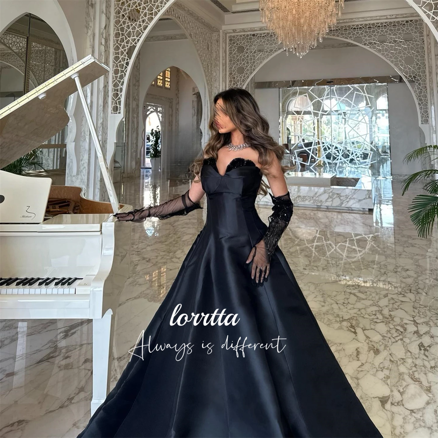 Lorrtta-vestido de noche de satén con purpurina para mujer, elegante vestido de ceremonia, decoración de lujo, 2024