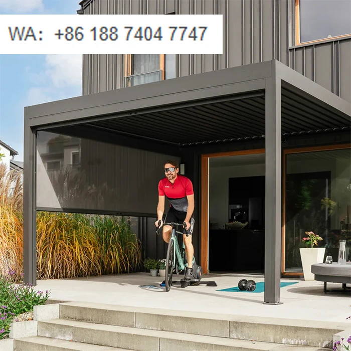 OEM Factory Bioclimatic Motorized Aluminium Pergola Powder Coated Finish 3X33X44X4,6X4m Sizes for Outdoor Garden Balcony Use