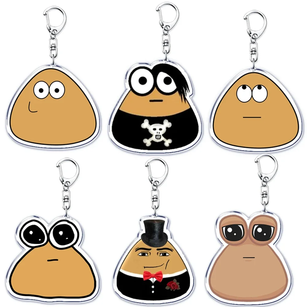 Popular Kawaii Game Cartoon My Pet Alien Emo Noteit Pou Keychains Ring for Accessories Bag Pendant Key Chain Jewelry Fans Gifts