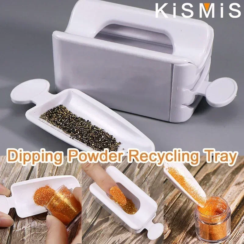 Portable Professional Nail Powder Recycling Box Nail Art Tray Magic Mirror Dipped Powder Glitter Set for Salon Home Use