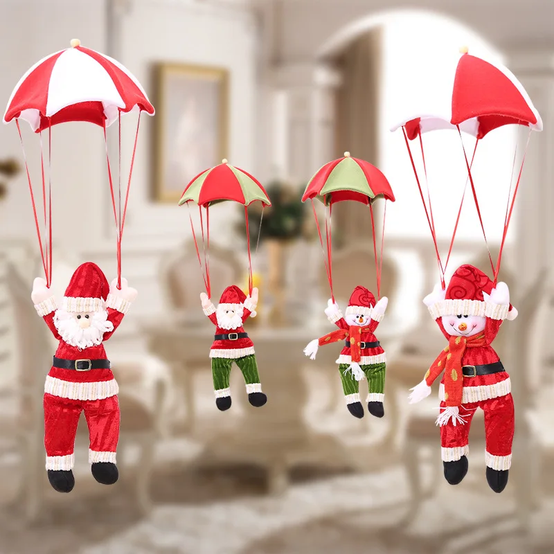 Christmas Doll Parachute Santa Claus Snowman Home Ceiling Decorations New Year Xmas Shopping Mall Hanging Pendant Ornaments 1PC