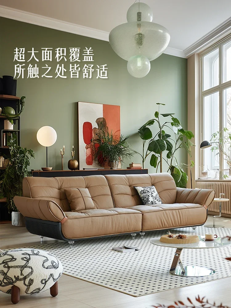 Original Design First Layer Cowhide Rattan Medium and Small Apartment Sofa American Style