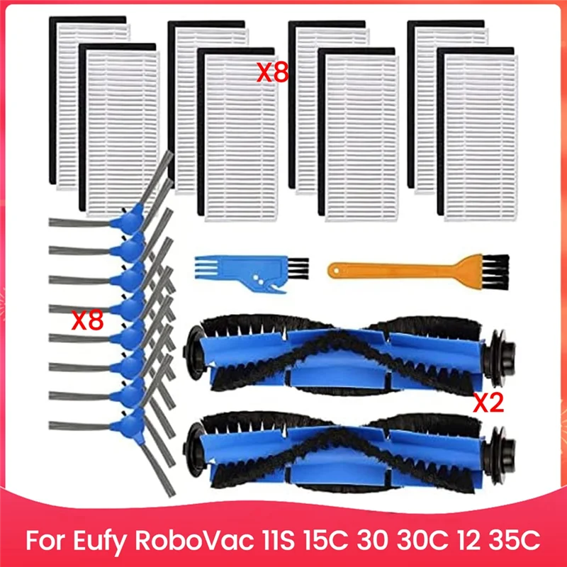 

B88B-Для Eufy Robovac 11S, 15C, 30, 30C, 12, 35C Робот-пылесос Основная боковая щетка Запасные части для фильтра Hepa