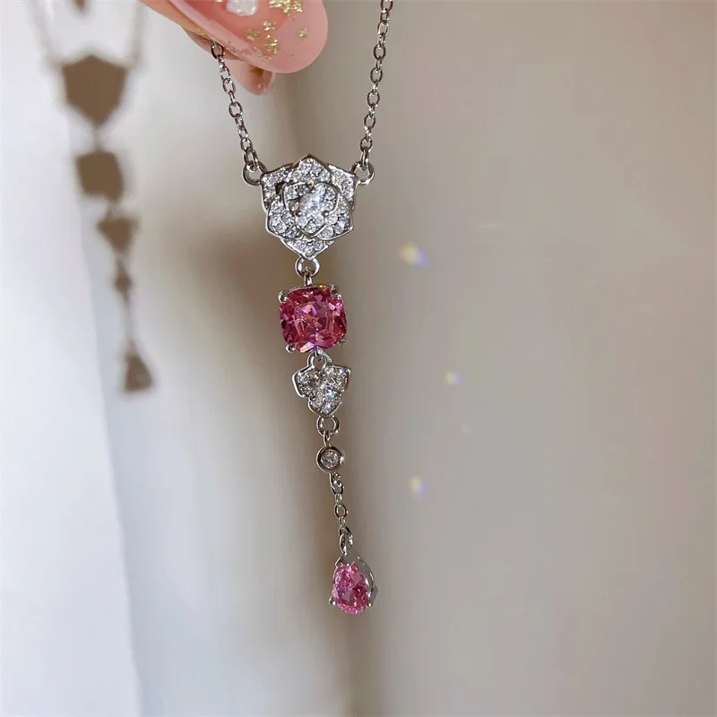 2023 New Arrival 925 Sterling Silver Water Drop Zircon Jewelry Set Female Luxury Wedding Engagement Flower Ring/Earring/Necklace
