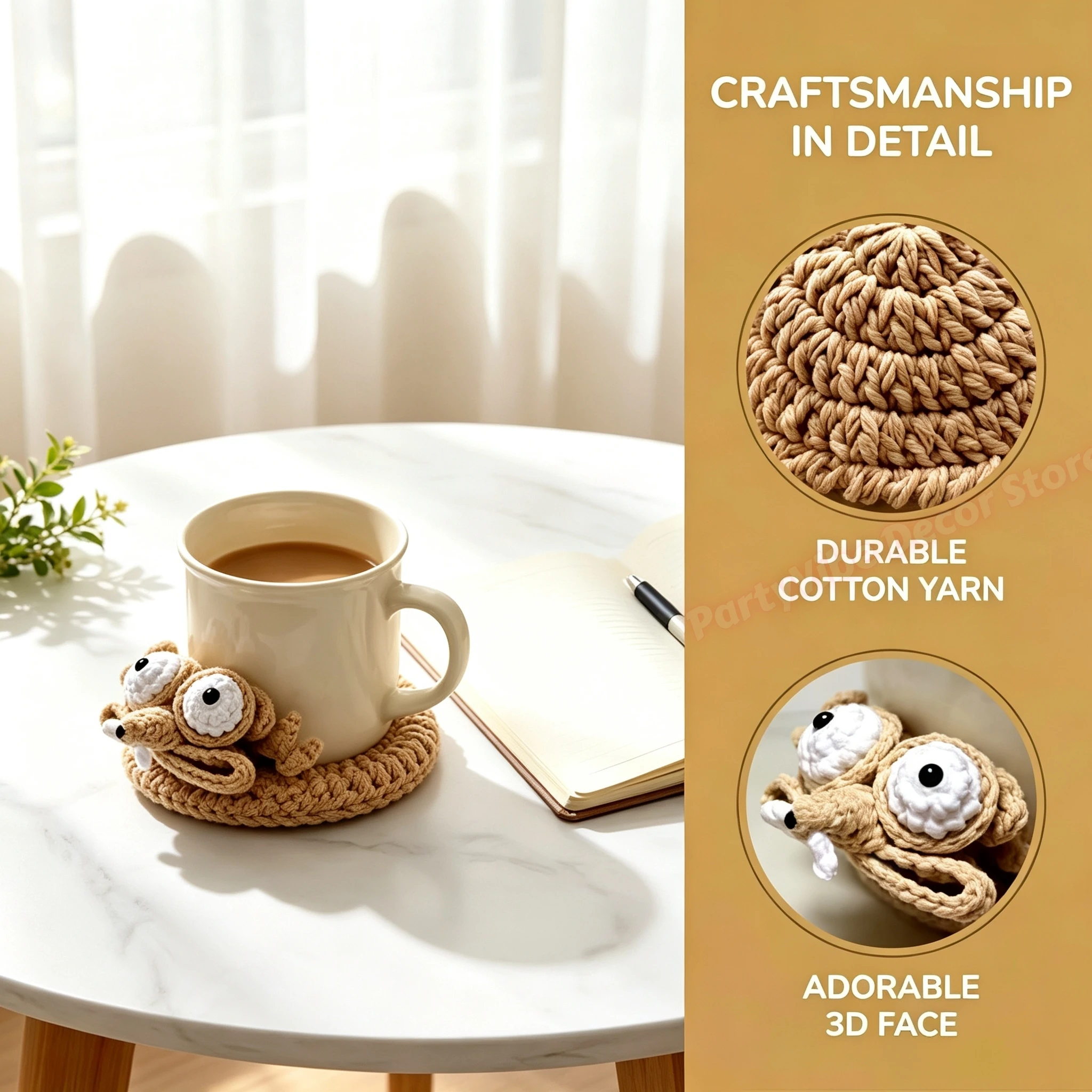 Animal Crochet Cup Coaster Han - Home Textiles Today review and price