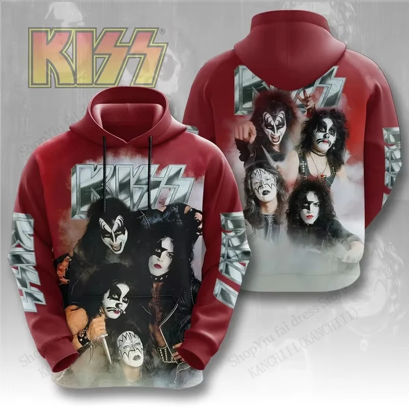 قبلة الفرقة ثلاثية الأبعاد طباعة هوديي الرجال النساء موضة هوديس البلوز روك معاطف النساء تعرق الرجال هوديس قبلة الملابس قبلة سوداديراس