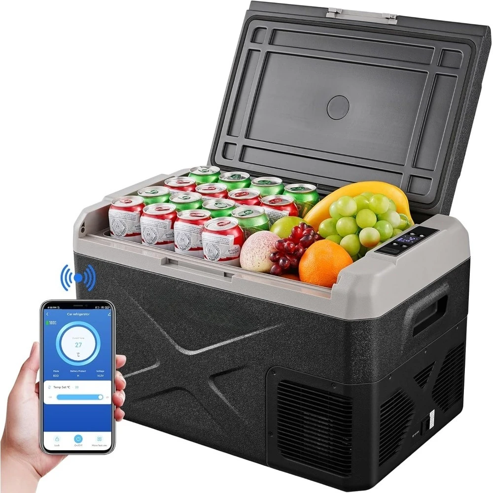 

Холодильник на 12 В, автомобильный холодильник на 12 В с управлением через приложение, портативная морозильная камера на 32 литра (4, 4 литра) ℉ до 66. ℉ ), Компрессорный электрический охладитель