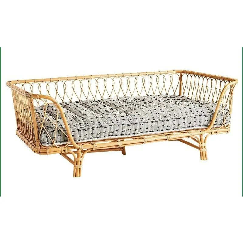 Modern simple rattan sofa bed, Nordic household small rattan bed, living room multi-functional dual-purpose sofa bed