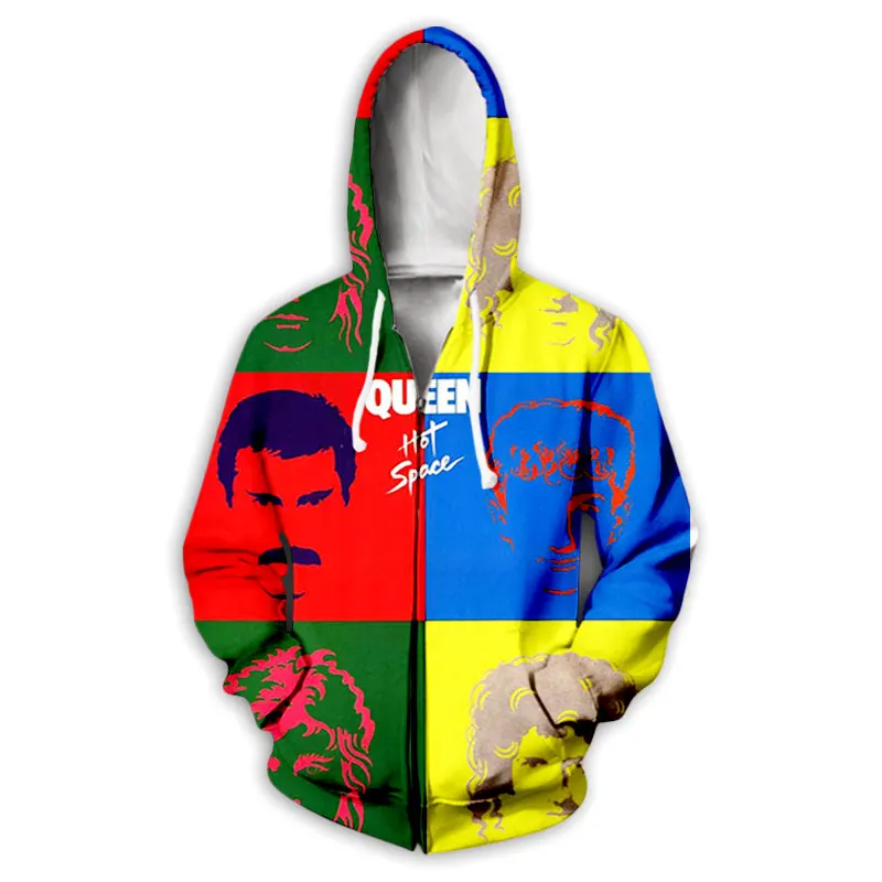 CAVVING 3D Printed Queen Rock Band Zipper Hoodies Zip Hooded Sweatshirt Harajuku Hoodie Sweatshirt for Men/women Z02