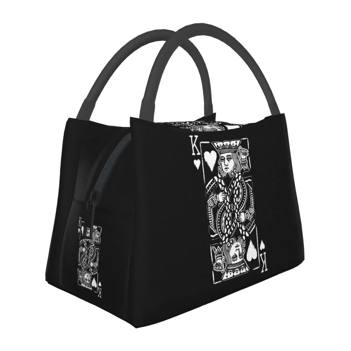 

King Of Hearts Painted Poker Playing Card Insulated Lunch Bag for Women Picnic Storage Food Boxes Cooler Thermal Lunch Box Tote