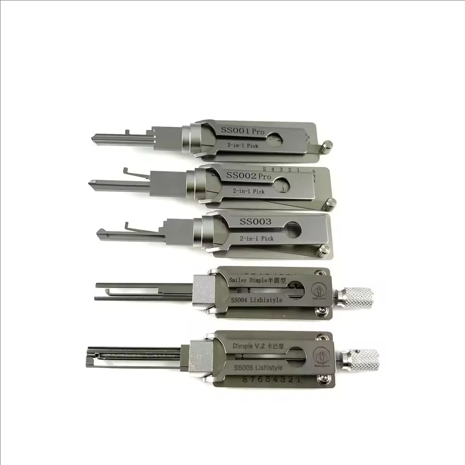 

Инструменты для дверных замков Lishi 2 в 1, профессиональный слесарный комплект, SS001 SS002 SS003 SS004 SS005, набор колод и выбор, комплект для обучения начинающих