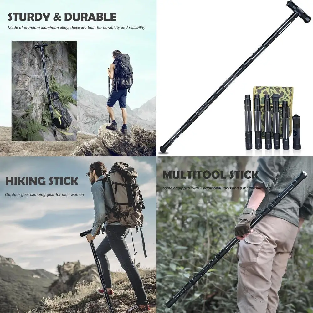 

Hiking Tactical Stick Walking Staff,Portable Walking Sticks Trekking Poles Outdoor Multitool Camping Gear for Men Women