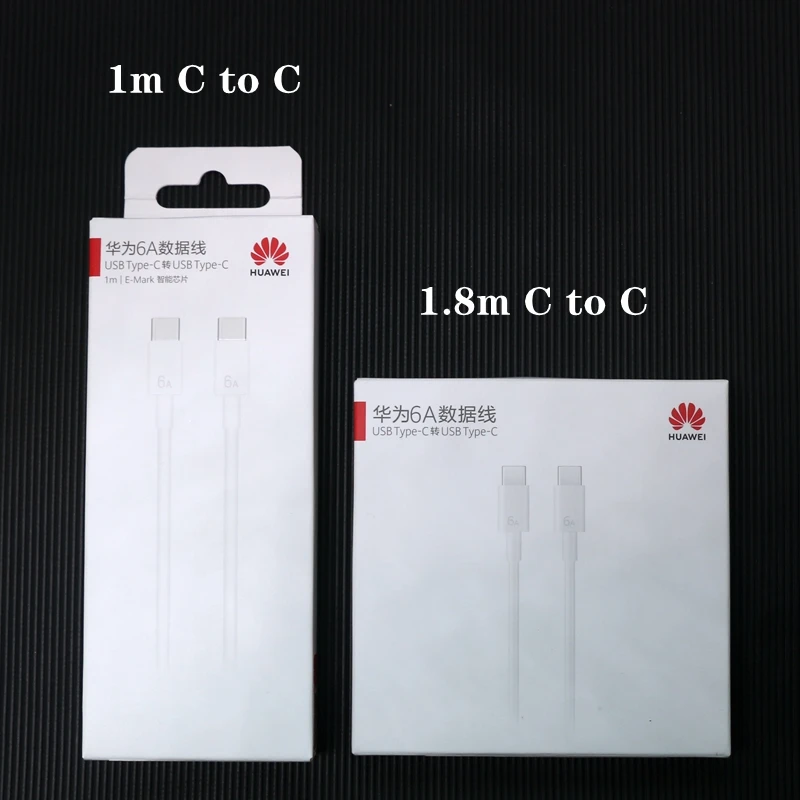 Oryginalny kabel USB Type-C do Type-C Huawei Matebook o długości 1.8m/1m, szybki kabel do transmisji danych 6A, kompatybilny z telefonami Huawei P50, P60, P70 Pro, Mate40 Pro — zdjęcie produktu 2