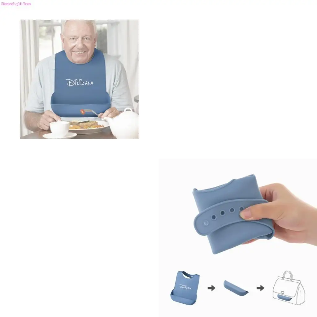 D0JC Waterproof Anti-oil Silicone Bib Elderly Aged Senior for Citizen Bibs Adults Bib