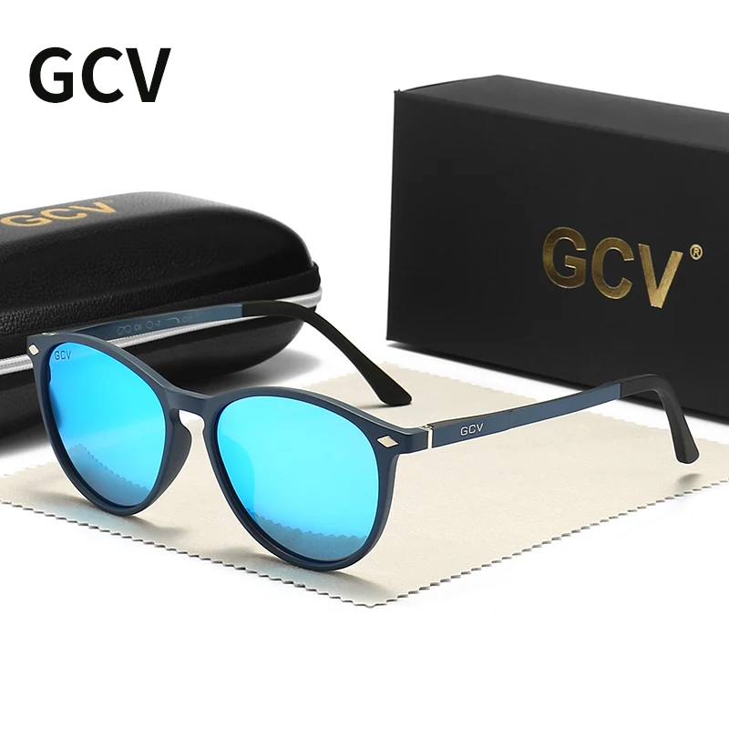 GCV 2021 Ultra Light TR90 Sunglasses Men Female Polarized TAC Lens Driving Sun Glasses Women Sports Cat Eye Butterfly Circular