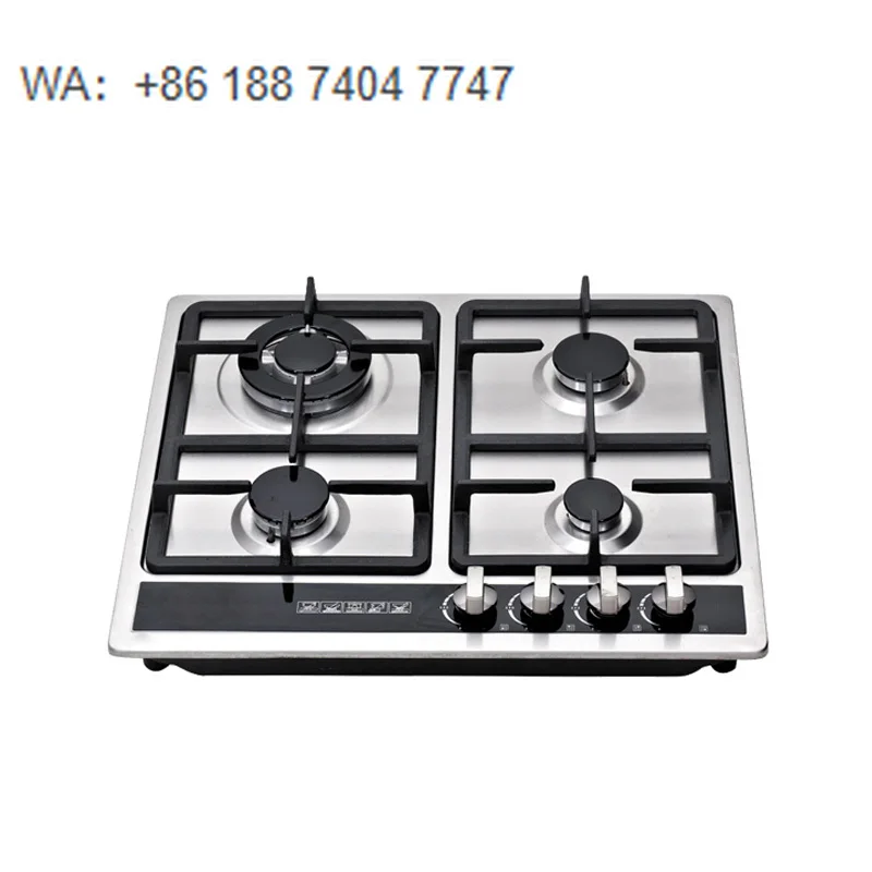OEM ODM Low MOQ 4 Burner Gas Stove Built in 600mm Inox Surface Auto Ignition Triple Ring Wok Burner Household