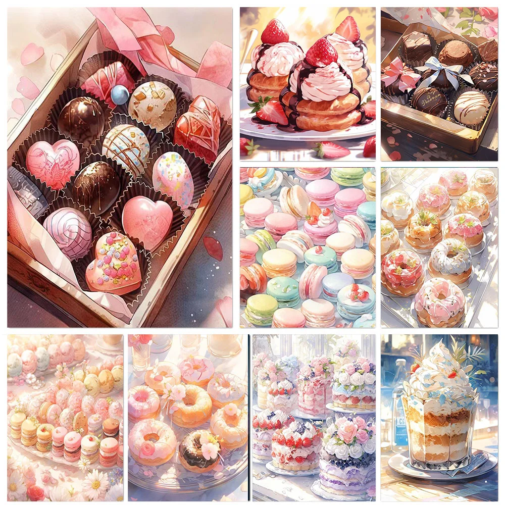 Cartoon Food Diamond Painting Chocolate Macaron Donut Full Diamond Mosaic Embroidery 5d Diy Cross Stitch Kits Home Decor Gift