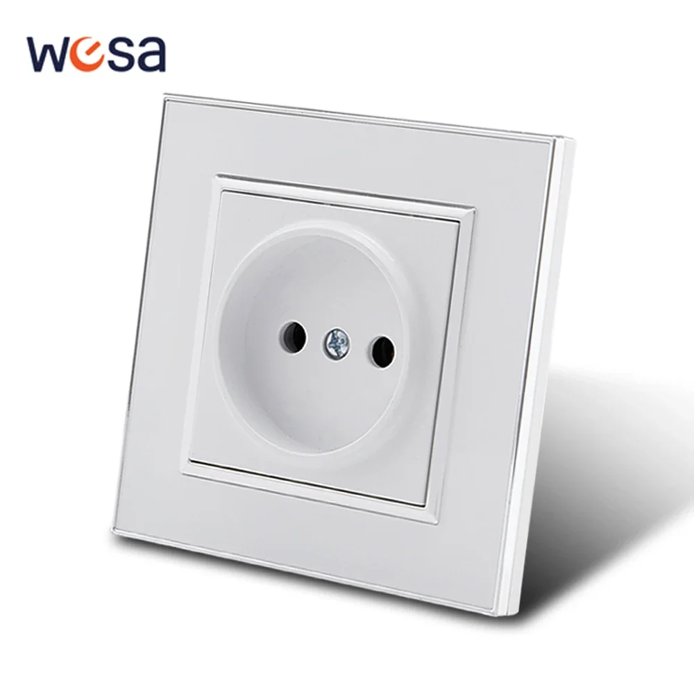 WESA الاتحاد الأوروبي القياسية مرآة الاكريليك مقبس الحائط الأبيض لهب لوحة مقبس الطاقة 16A مخرج كهربائي لا الأرض القياسية #1
