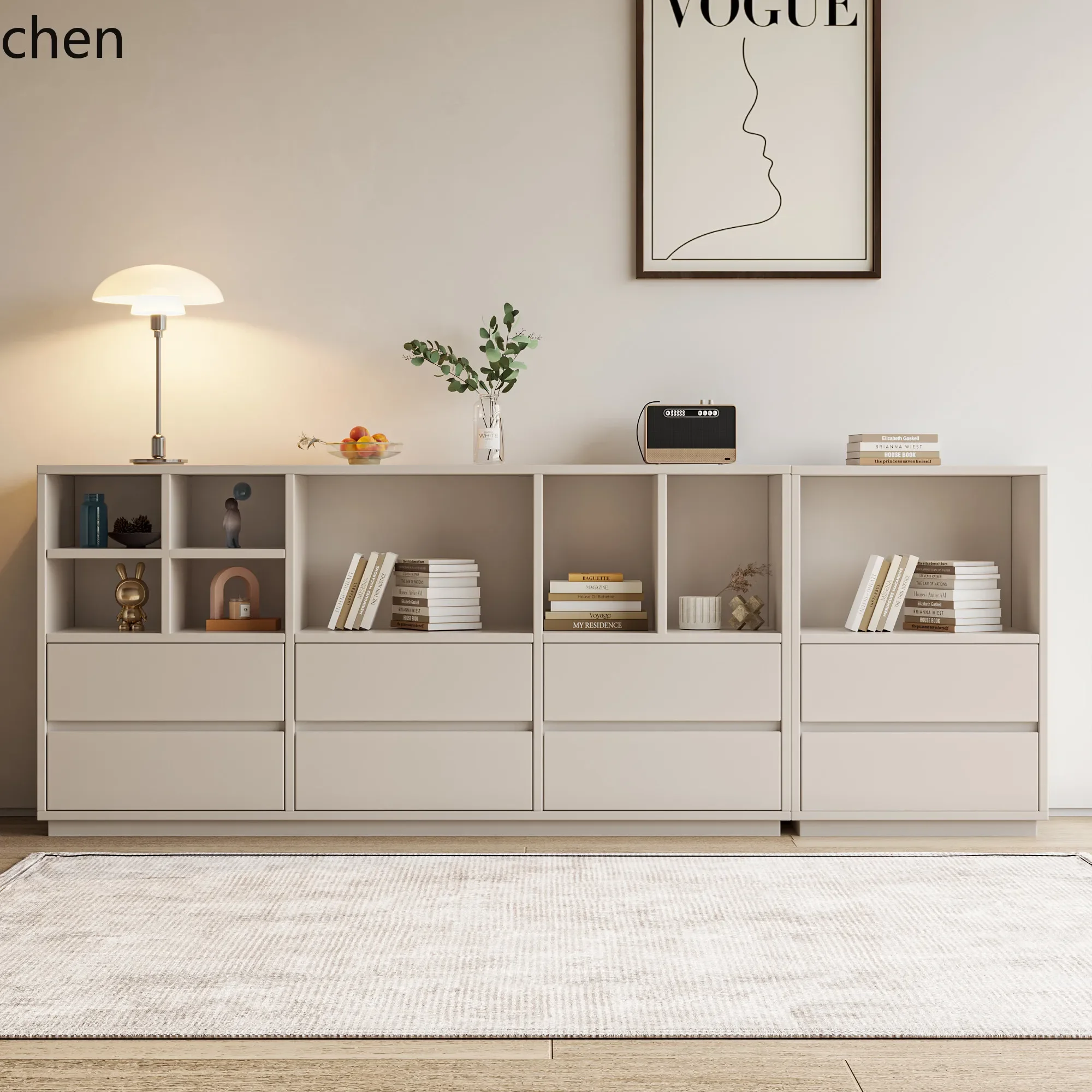 DSASimple Modern Bedroom Furniture Combination Cabinet Floor Bookcase TV Cabinet Living Room Chest of Drawers Multifunctional