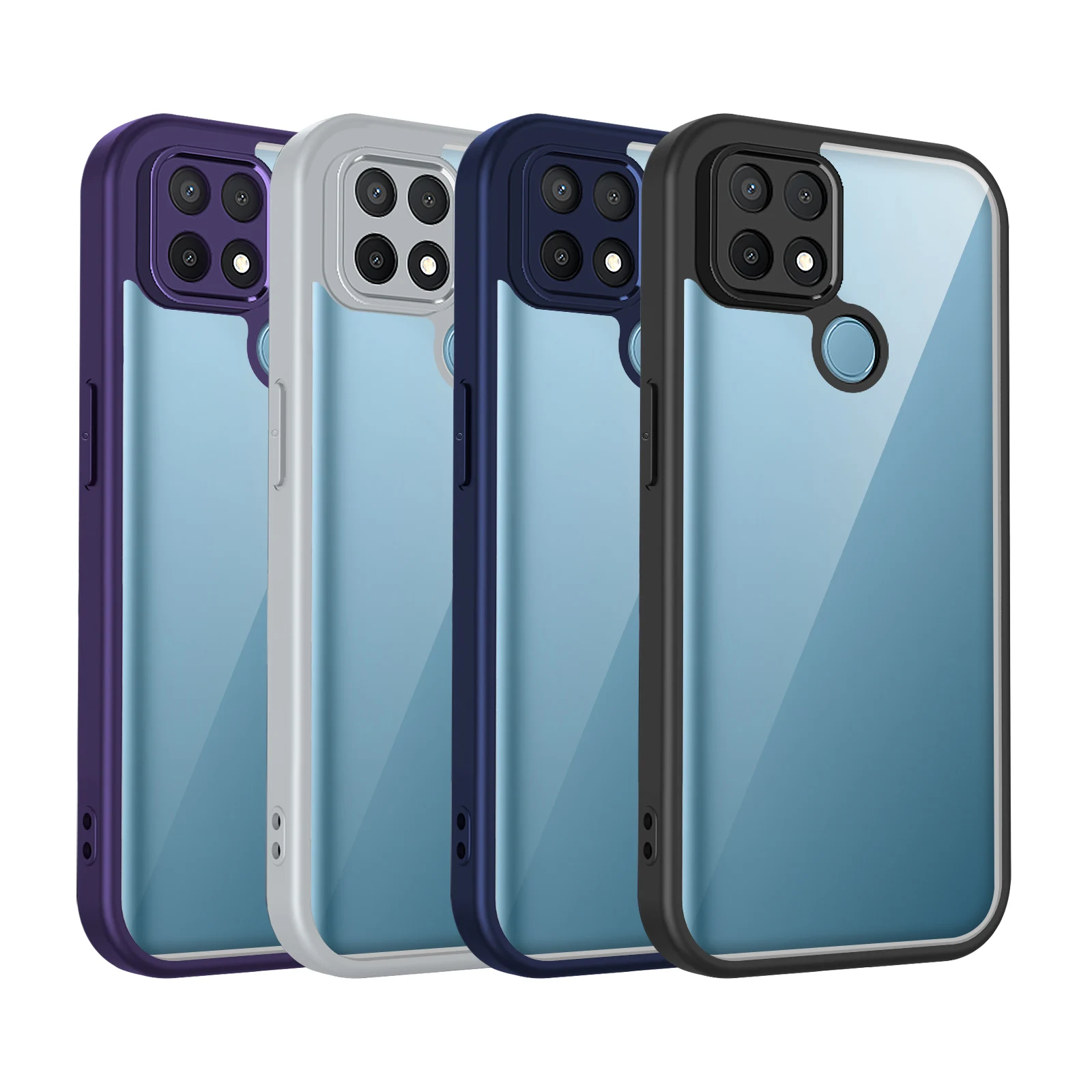 Für Oppo A15 Hülle OPPO A15S Handyhülle OPPO A35 Cover Oppo A15 Luftpolster Stoßfeste Silikonhülle Klare Matte Rückseite Harte Schutzhülle