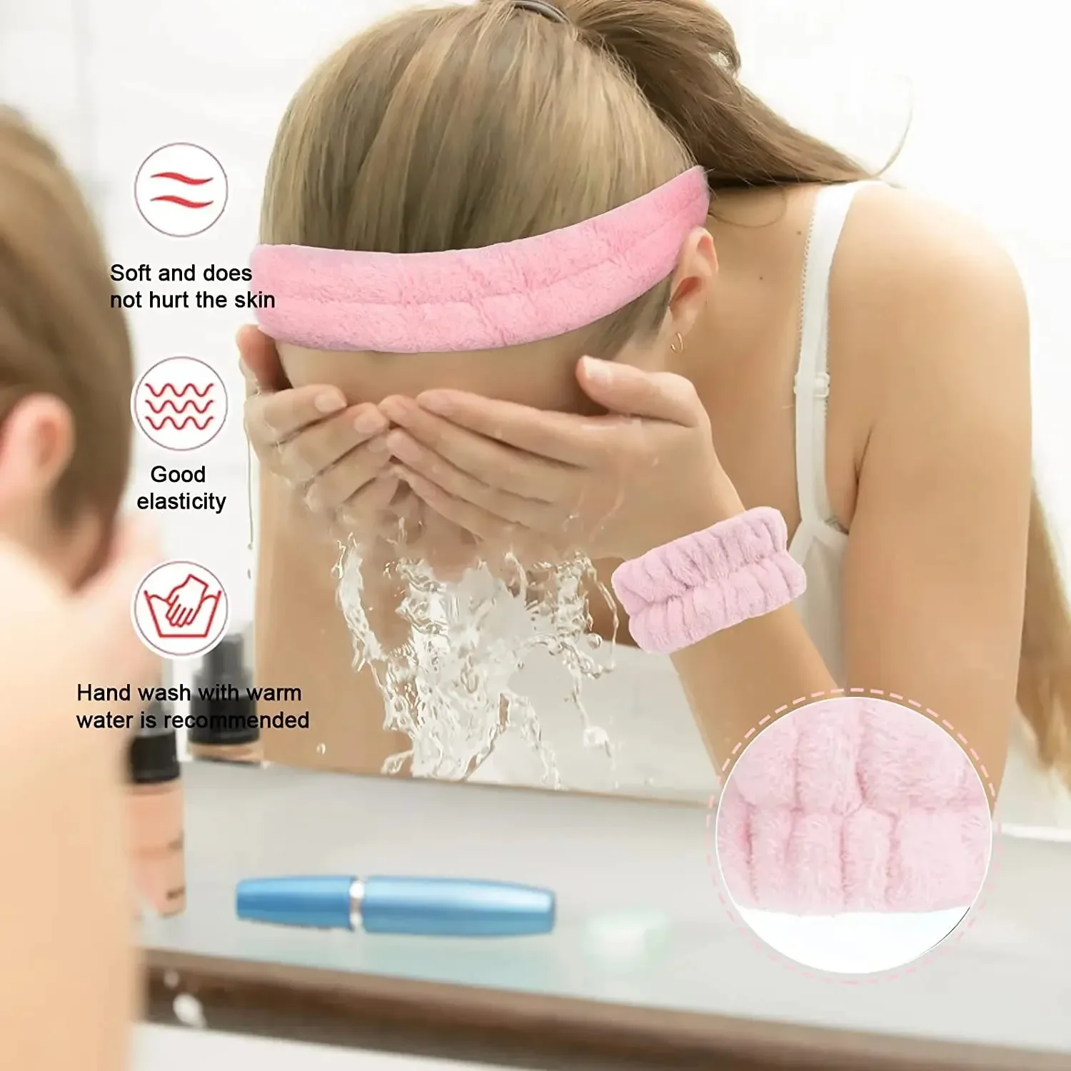 Bracelet de Sauna à Bulles pour le Lavage du Visage, Chouchous Bouffants, Spa, Maquillage, Douche, Soins de la Peau, 3 Pièces