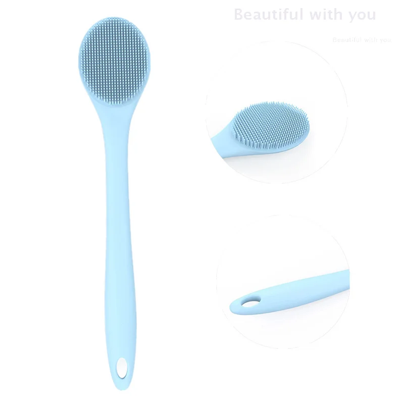 Épurateur de dos en silicone à long manche, épurateur de corps, brosse de douche légère, facile à tenir, peau, livres, exquis