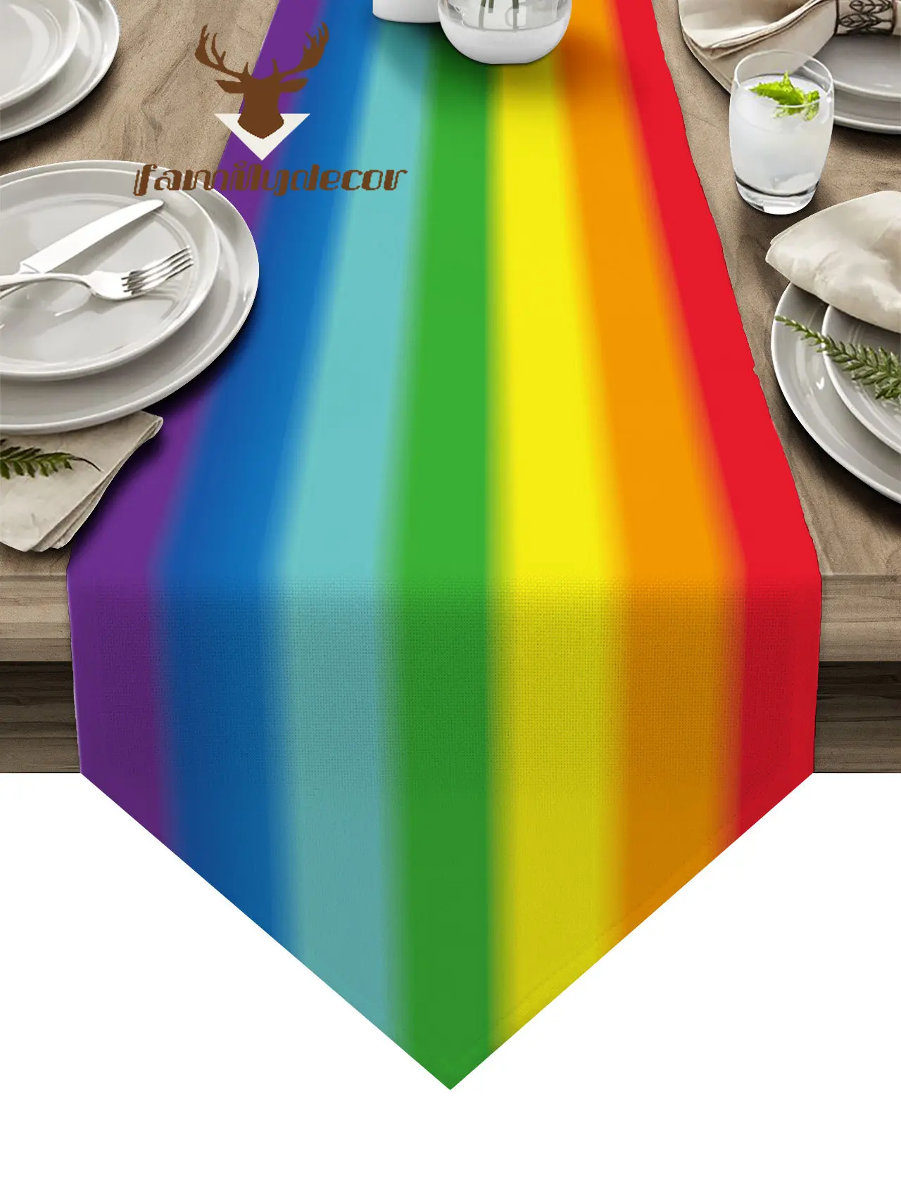 

Rainbow Stripes Table Runners for Wedding Party Kitchen Dining Table Decor Coasters Home Tablecloth Table Mat