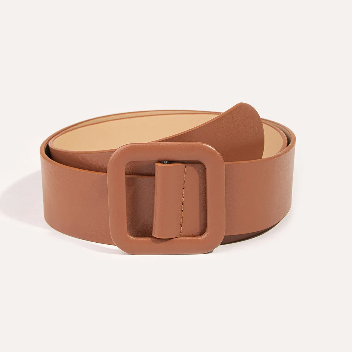 Women's Simple All-Match Bag Buckle Belt Pu Clothing Belt No Hole Wide Belt