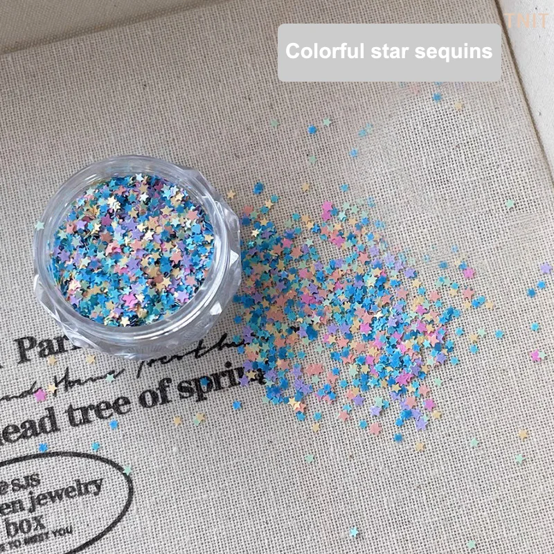 [J] Cute Star Shape Macaron Color Nail Glitter For Nail Art Nail Charm Decoration Accessories Nail Art DIY