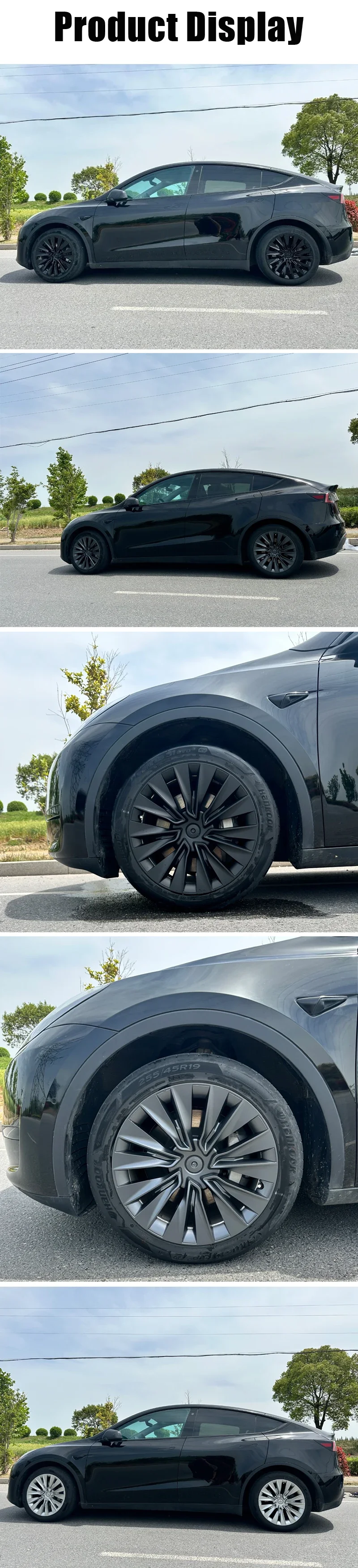 4 Stück Radkappen für Tesla Model Y 19 Zoll Radabdeckung Ersatz Performance Vollradkappe Autozubehör 2018-2024 2023 2022 – Detail 13
