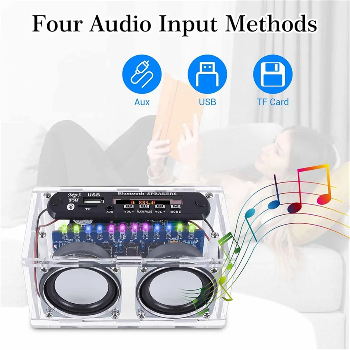 POP-lDIY Bluetooth Speaker Kit,Recording Function FM Radio Soldering Practice Kit with LED Spectrum and Remote