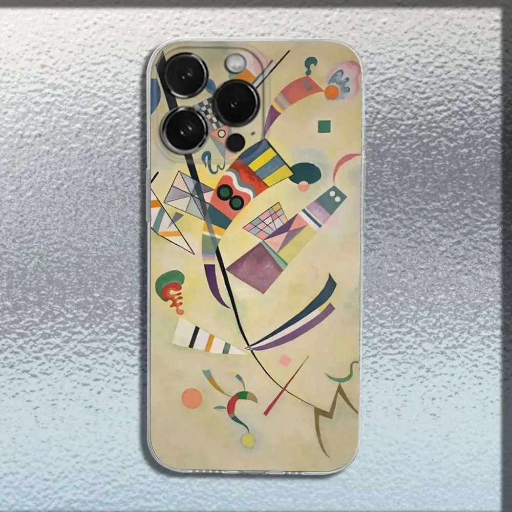 W-Wassily Kandinsky Abstract Artistic Phone Case For iPhone 16,15,14,13,12,Plus,Pro,Max,XR,XS,Plus,E,SE4,Mini Transparent Cover