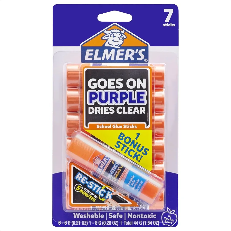 

Elmers Disappearing Purple Glue Sticks with Bonus ReStick Glue Stick 6 + 1 Pack