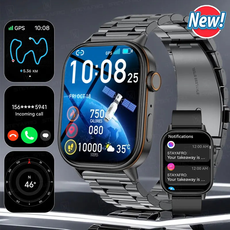 

2025 New Smart Watch Built in GPS Compass 2.01" HD Display 420mAh Battery AI Voice Assistant 178+ Sport Watch for iOS Android