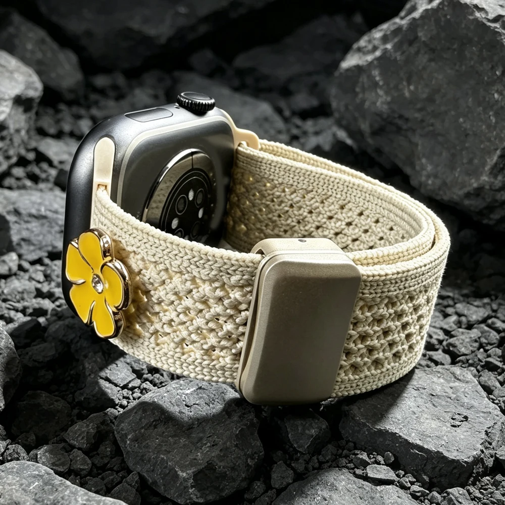 Flower Nylon Correa For Apple Watch Band 42mm 41mm 40mm 46mm 45mm 44mm Iwatch Series 12 11 10 9 8 7 6 5 Se 4 Ultra 49mm Strap