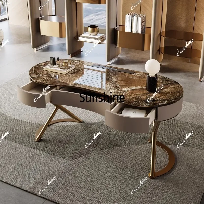 Light luxury rock slab desk boss office computer desk study writing deskTJ
