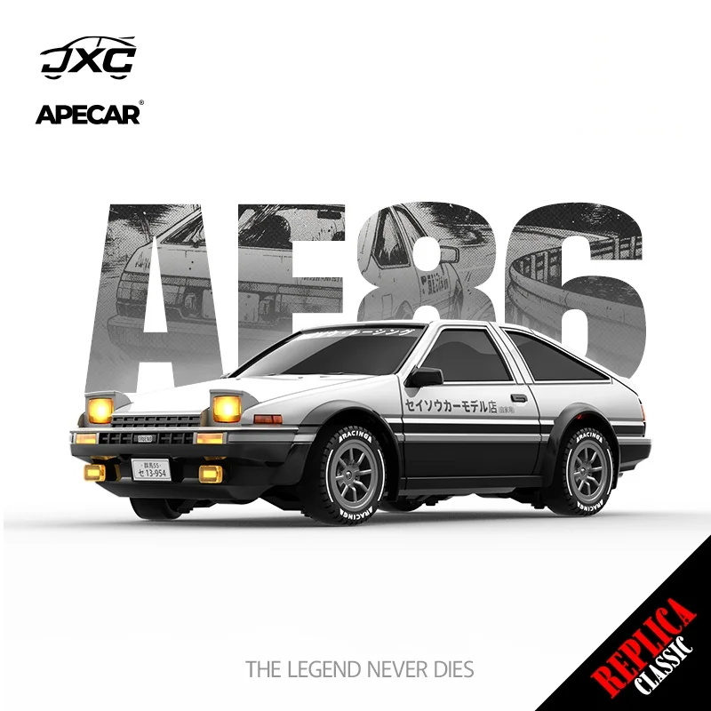 New JXC 1:43 AE86 RC Drift Car Diecast Metal Body Static Model Grade Gyro 4WD Full Proportional Mini RC Vehicle for Collectors