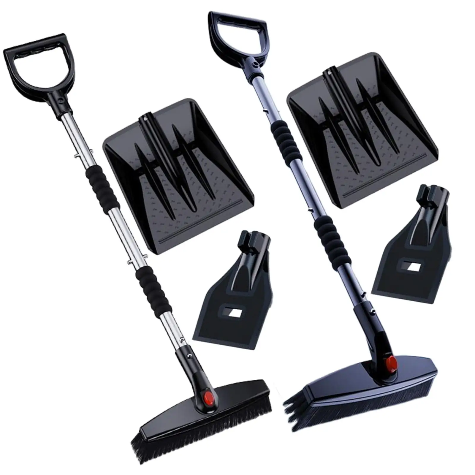 Portable Winter Snow Removal Tool Detachable Design Snow 60° Rotatable Head Stainless Steel Handle Nylon Brush for Vehicles
