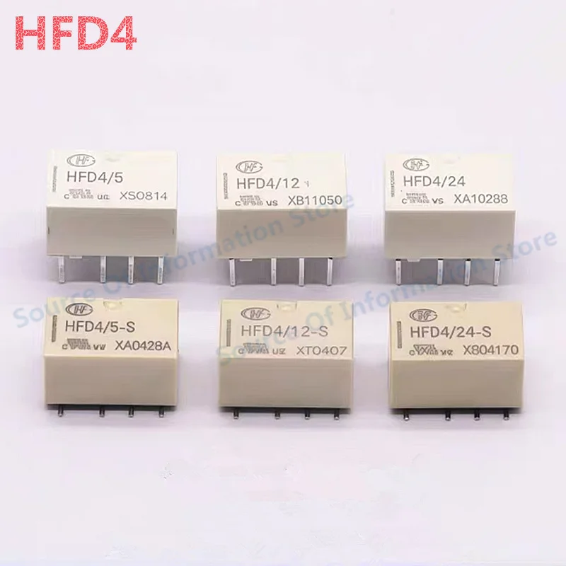 10Pcs HFD4 Series Mini Signal Relay HFD4/3‑S HFD4/4.5‑S HFD4/5‑S HFD4/12‑S HFD4/24‑S DIP/SMD 8Pin 2A SPDT PCB Relay 100% New