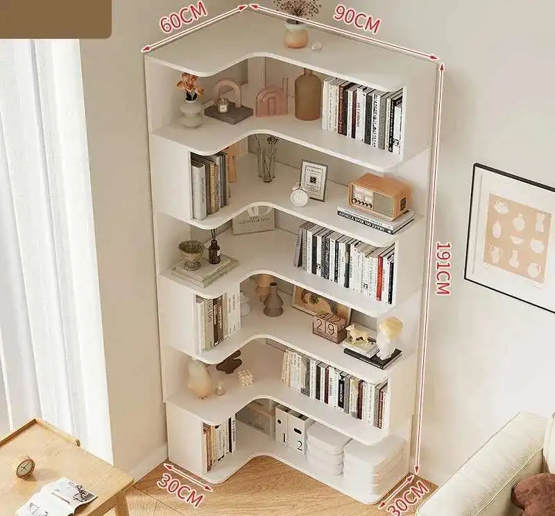Modern Multi-layer Bookcases for Study Solid Wood Corner Storage Bookcase Light Luxury Simple Household Bookshelf for Library image 3