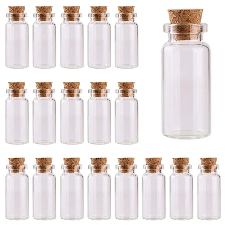 5pcs 5/8/10/12/15/20ml Cork Stoppers Glass Bottles DIY Decoration Vials for Wishing Bottles Drift Bottle Wedding Party Favors