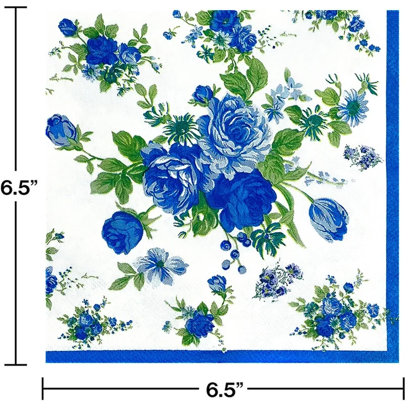 10/20pcs/Pac 33*33cm DIY Dish Bone Bart Paper Blue Floral Print Party Decoration Paper Napkin Disposable Paper Placemat