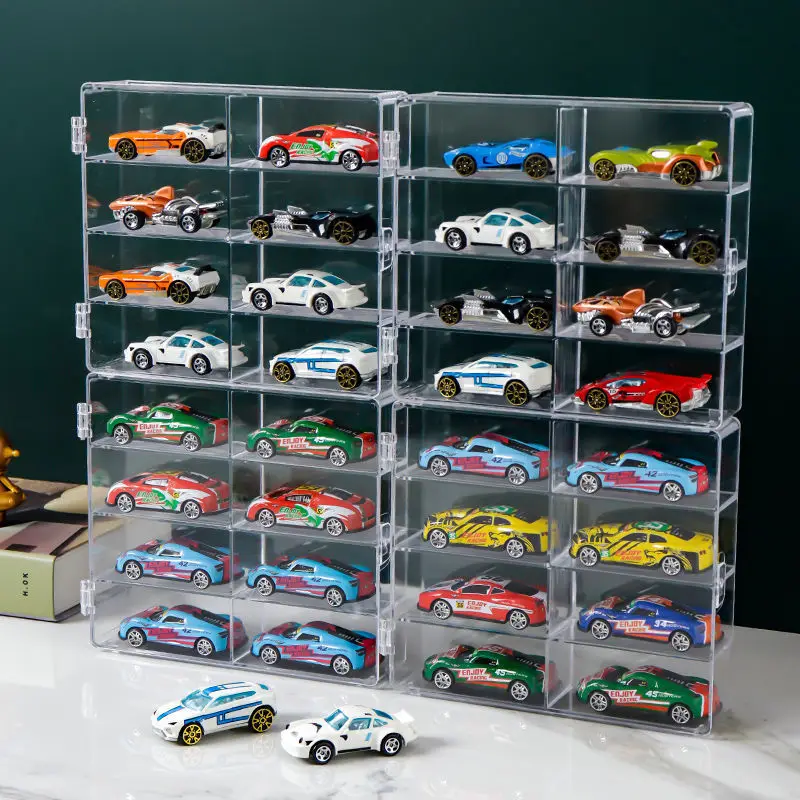 1/32/64 Transparent Acrylic Car Model Display Cabinet 8 Lattice Dustproof Storage Box Hot Wheels Matchbox Toy Storage Box