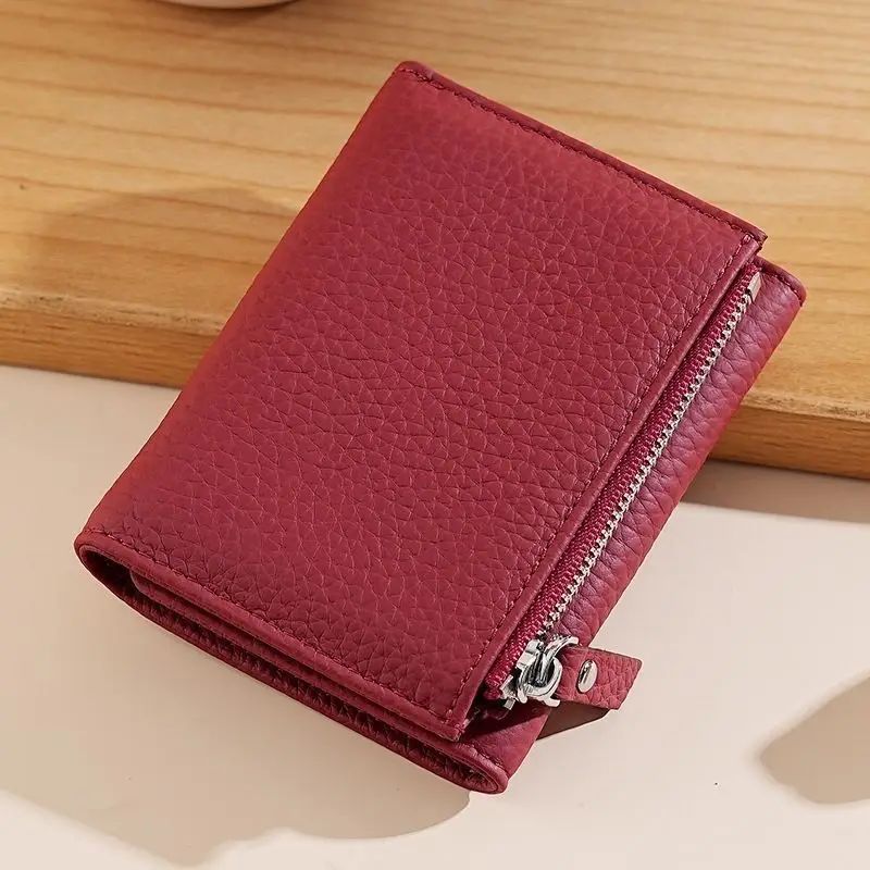 Damen Dreifach-Geldbörse RFID-Blockierung Diebstahlsichere Brieftasche PU-Leder Mehrere Kartenfächer Reißverschluss-Münzfach