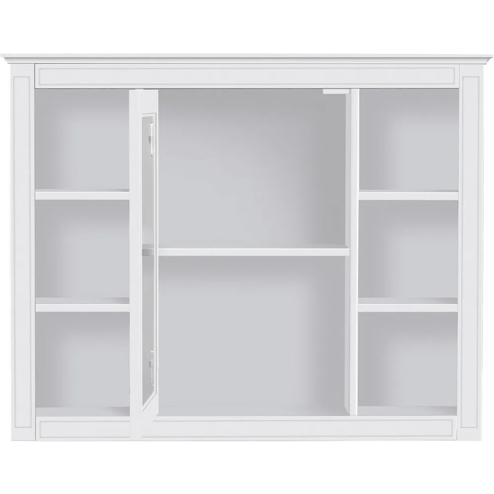 Bathroom Medicine Cabinet with Mirror, 35" x 27.5" Wall Mounted Medicine Cabinet with Single Door and Shelves, Over The Toilet