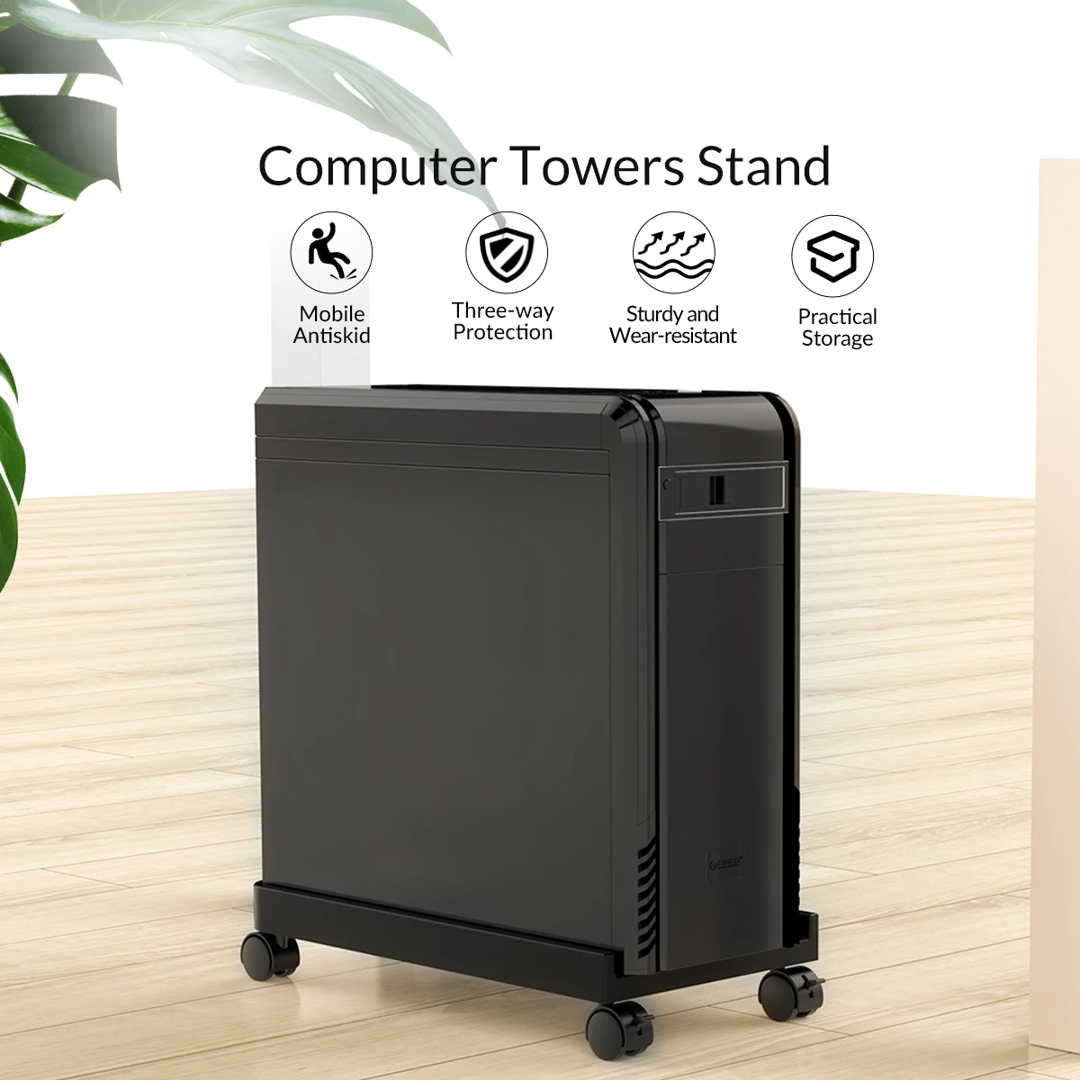 ORICO Mobile Computer Towers Stand CPU Rolling Holder Desktop Withstand 50LBS with Brake Lock Caster Wheels for Floor PC Case