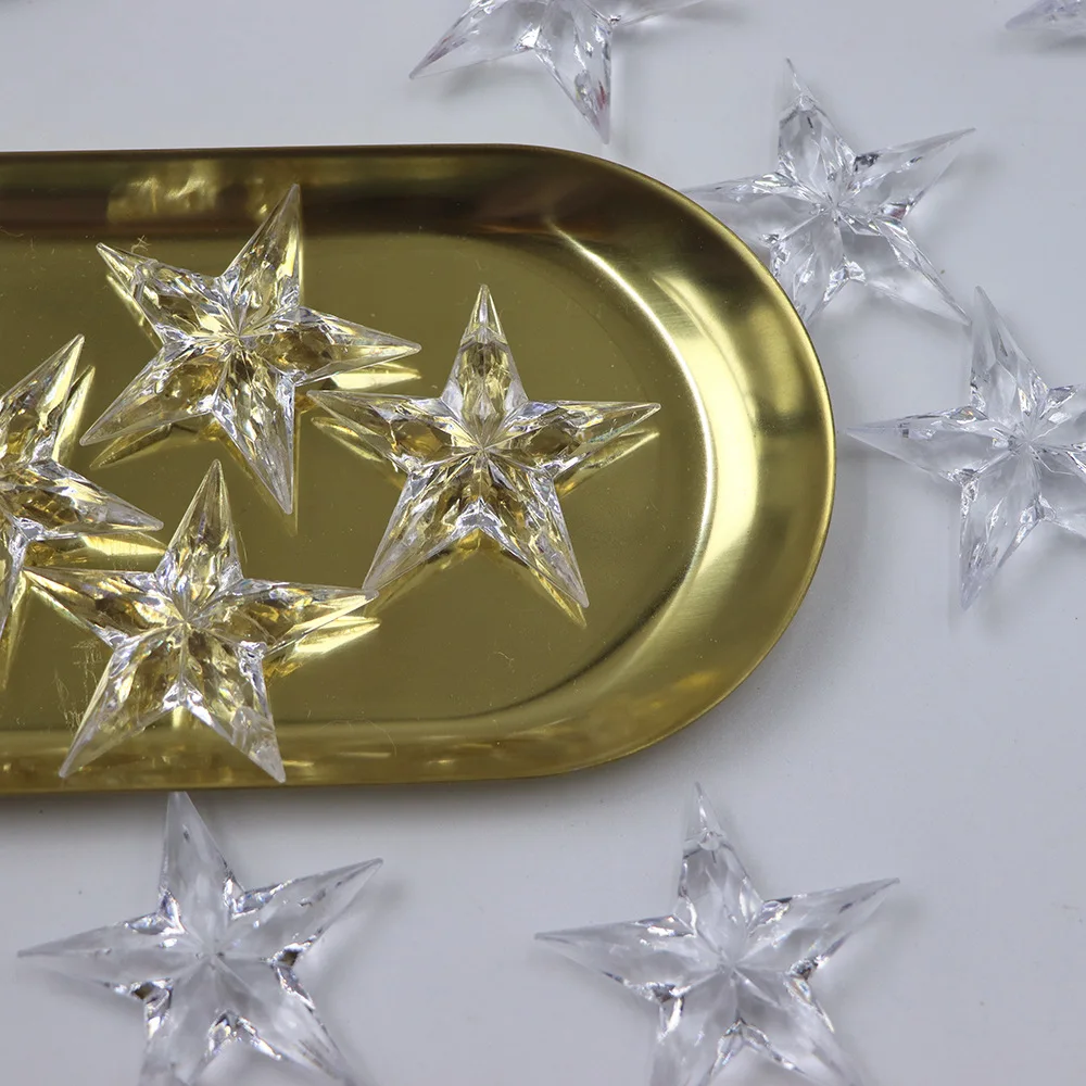 Camal 3 قطعة 53 مللي متر الاكريليك ستار 2 ثقوب واضح على شكل قلادة الثريا الستار حفل زفاف الإضاءة جزء عيد الميلاد معلقة